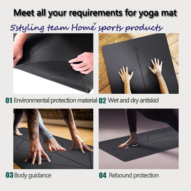 Linha de posição do tapete de ioga de borracha natural Pu, absorção de suor e antiderrapante, tapete de luxo de terra, tapete de fitness para homens e mulheres salão de ioga