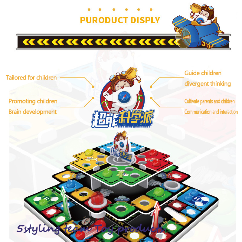 Quebra-cabeça infantil 3D tridimensional jogo de xadrez voador jogo de montagem de brinquedos escada de cobra 3-camada de tabuleiro e distribuição de brinquedos de xadrez